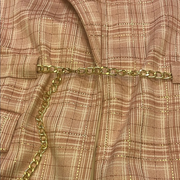 Alice Blue Pink Plaid Long Blazer with Chain Belt size XL - Picture 9 of 9